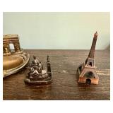 Vintage Paris Ashtray/Trinket Dish & Three Small Metal Buildings