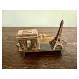 Vintage Paris Ashtray/Trinket Dish & Three Small Metal Buildings