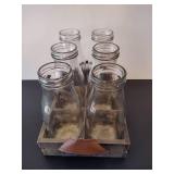 Milk Bottles in Wooden Tray w/ Handles