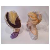 Vintage Cameo Girls Lady Vases Busts