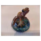 Milon Townsend Art Glass Butter Frog Paperweight - signed