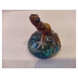 Milon Townsend Art Glass Butter Frog Paperweight - signed