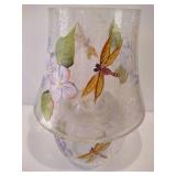 Crackle Glass Candle Lamp - Hand Painted