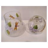 Crackle Glass Candle Lamp - Hand Painted