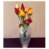 Crystal Vase & Glass Rose Bouquet