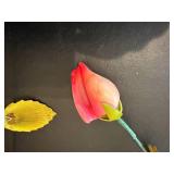 Crystal Vase & Glass Rose Bouquet