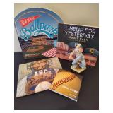 Lot of Baseball Themed Books and Figurine