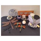 Lot of Dragonfly Decor & Butterfly Lamp