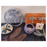 Lot of Dragonfly Decor & Butterfly Lamp