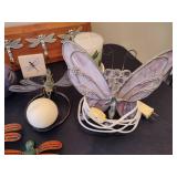 Lot of Dragonfly Decor & Butterfly Lamp