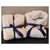 Tommy Bahama White Plush Robe & White Flannel Blanket