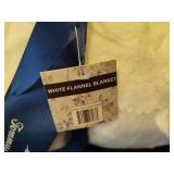 Tommy Bahama White Plush Robe & White Flannel Blanket