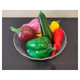Assortment of Vintage Hand-Blown Glass Vegetables & Peppers