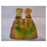 Luiligongfang Crystal Glass - "New Century of Luck" Labradors on Pillow