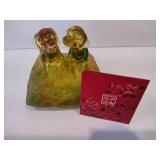 Luiligongfang Crystal Glass - "New Century of Luck" Labradors on Pillow