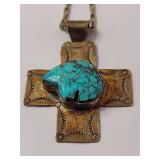 Navajo Silver Cross w/Turquoise Centerpiece
