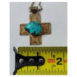 Navajo Silver Cross w/Turquoise Centerpiece