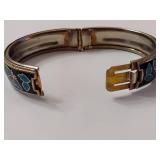 Vintage Cloisonne Floral Hinged Bracelet