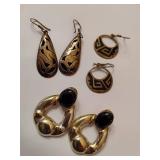Three Pairs Silver/Black Earrings