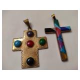 Two Silver Cross Pendants