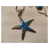 Blue Opal Starfish Pendant, Earrings & Ring