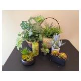Faux Plant and Succulent Decor & Candle