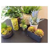 Faux Plant and Succulent Decor & Candle