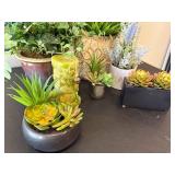 Faux Plant and Succulent Decor & Candle