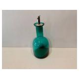 Green Glass Bowl, Small Glasses and Oil Dispenser
