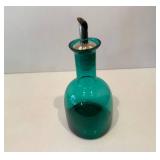 Green Glass Bowl, Small Glasses and Oil Dispenser