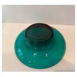 Green Glass Bowl, Small Glasses and Oil Dispenser