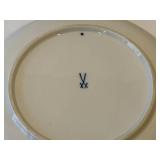 Rare Antique Meissen Blue Onion Scalloped Gold Rim Serving Plate