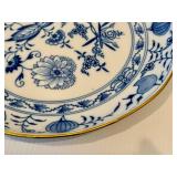 Rare Antique Meissen Blue Onion Scalloped Gold Rim Serving Plate
