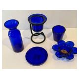 Lot of Blue Glass Candle Holders