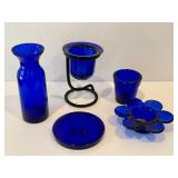 Lot of Blue Glass Candle Holders