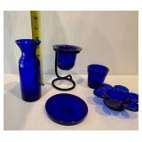 Lot of Blue Glass Candle Holders
