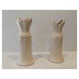 Set of Two White Dress Vases
