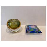 Vintage Murano Sommerso Green Art Glass Candleholder & more.