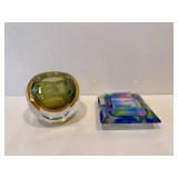 Vintage Murano Sommerso Green Art Glass Candleholder & more.