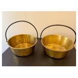 Set of Two Antique Brass Buckets with Handles