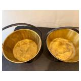 Set of Two Antique Brass Buckets with Handles