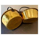 Set of Two Antique Brass Buckets with Handles