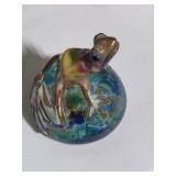 Milon Townsend Art Glass Butter Frog Paperweight - signed
