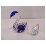Small Swarovski Swan & Vintage Czech Republic Glass Swan