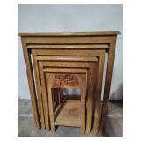 Hand Carved Wooden Nesting Side Tables
