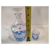 Vintage Blue & White Leaf Decanter Set