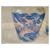 Vintage Blue & White Leaf Decanter Set