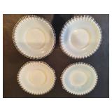 Vintage Fenton Silver Crest Milk Glass Set of Four Plates