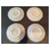 Vintage Fenton Silver Crest Milk Glass Set of Four Plates