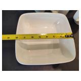 White Tall Coffee Mugs & Square Serving Dish